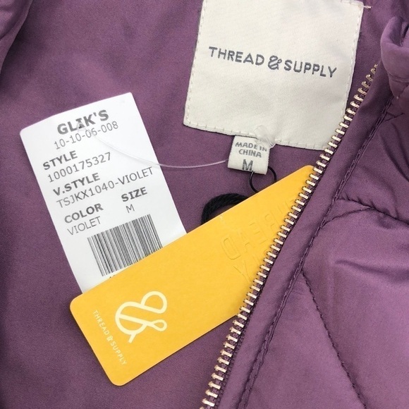 NEW Thread & Supply Wanderer Quilted Puffer Zip Front Vest In Violet Size Medium - Picture 6 of 9